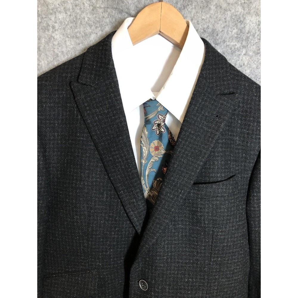 Joseph Abboud Blazer Mens 42R Black 100% Wool Tweed Joe Business Casual 2 Button